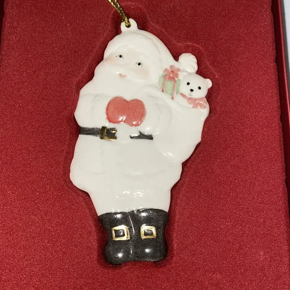 Vintage Lenox Christmas Ornament Lot Of 4 Santa Door‎ Noel Silent Night In Boxes